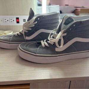Vans White and Gray High-Top Skate Sneakers